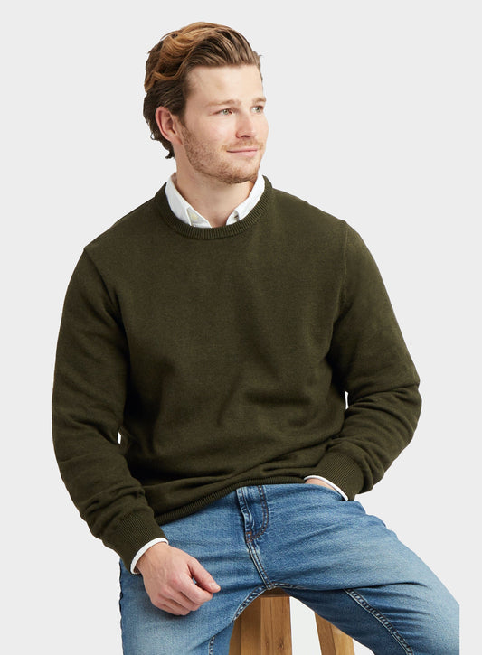 "Cotton Cashmere Crew Neck in Olive"