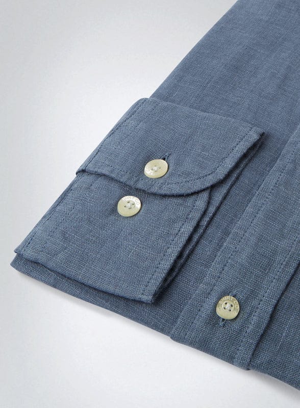 "Classic Fit Linen Shirt in Airforce"