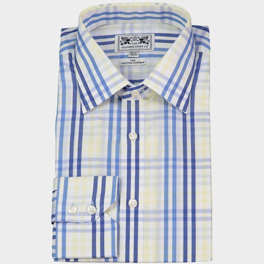 "Mens Classic Shirt in Navy and Yellow Multi Check - Oxford Shirt Co."