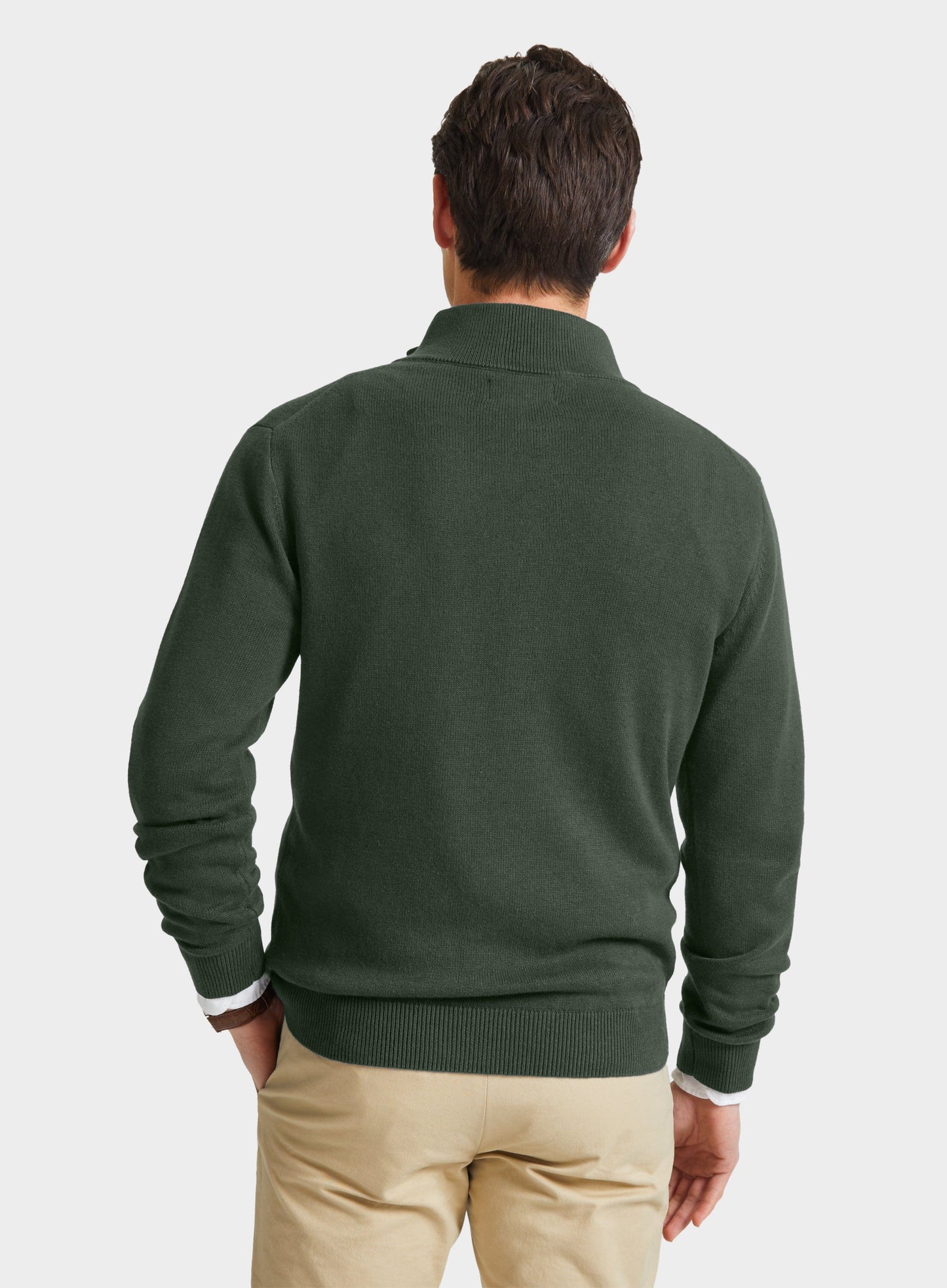 "Cotton Cashmere 1/4 Zip in Khaki"
