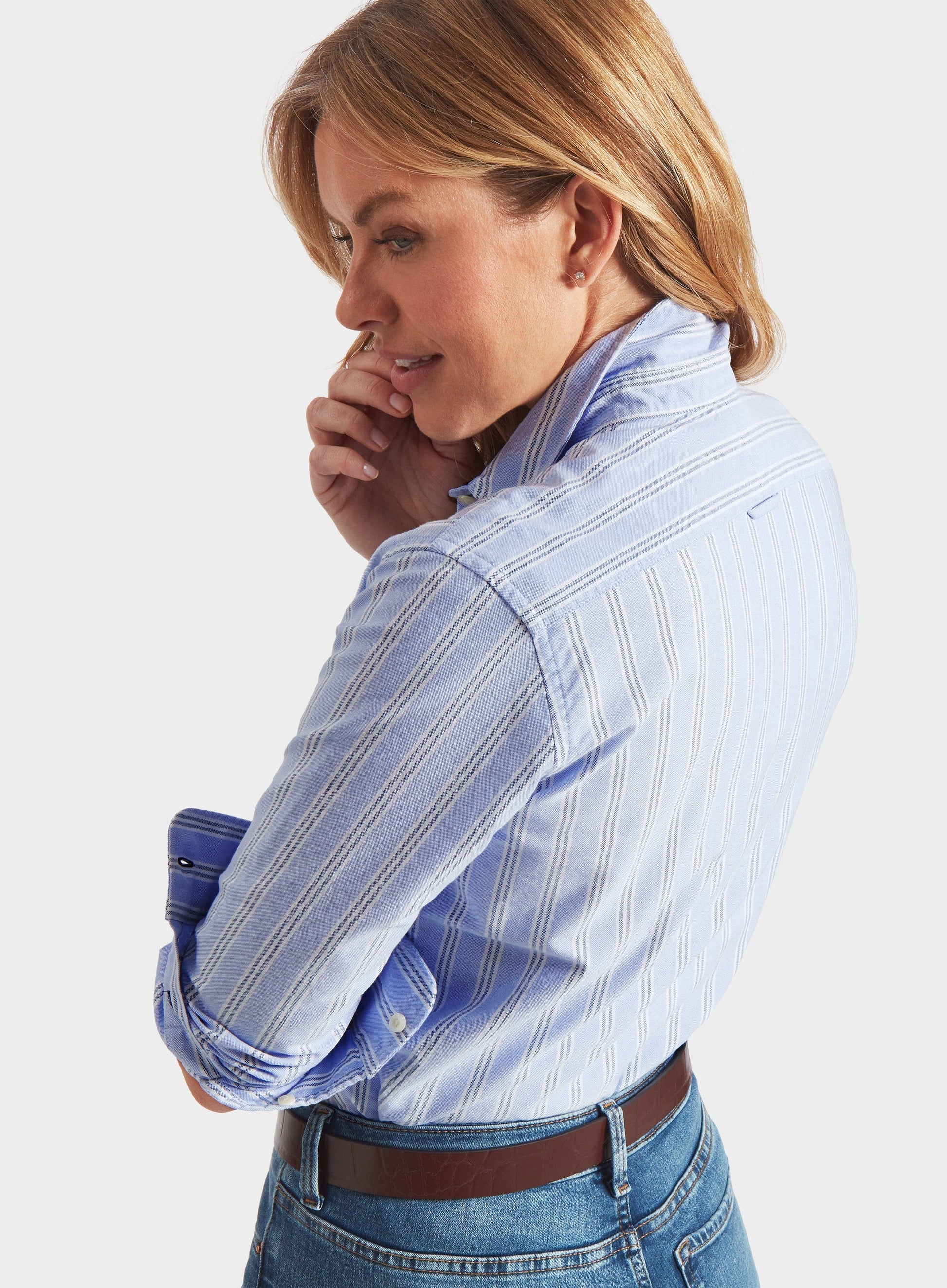 "Classic Oxford Shirt - Blue and Navy Stripe"