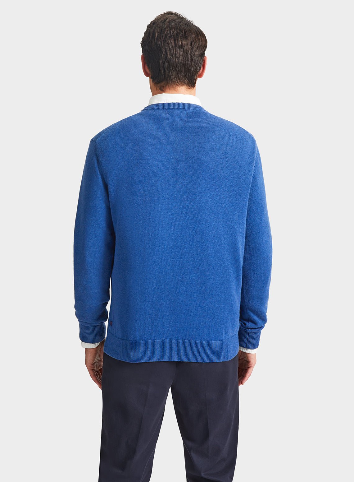 "Cotton Cashmere Crew Neck in Cornflower"
