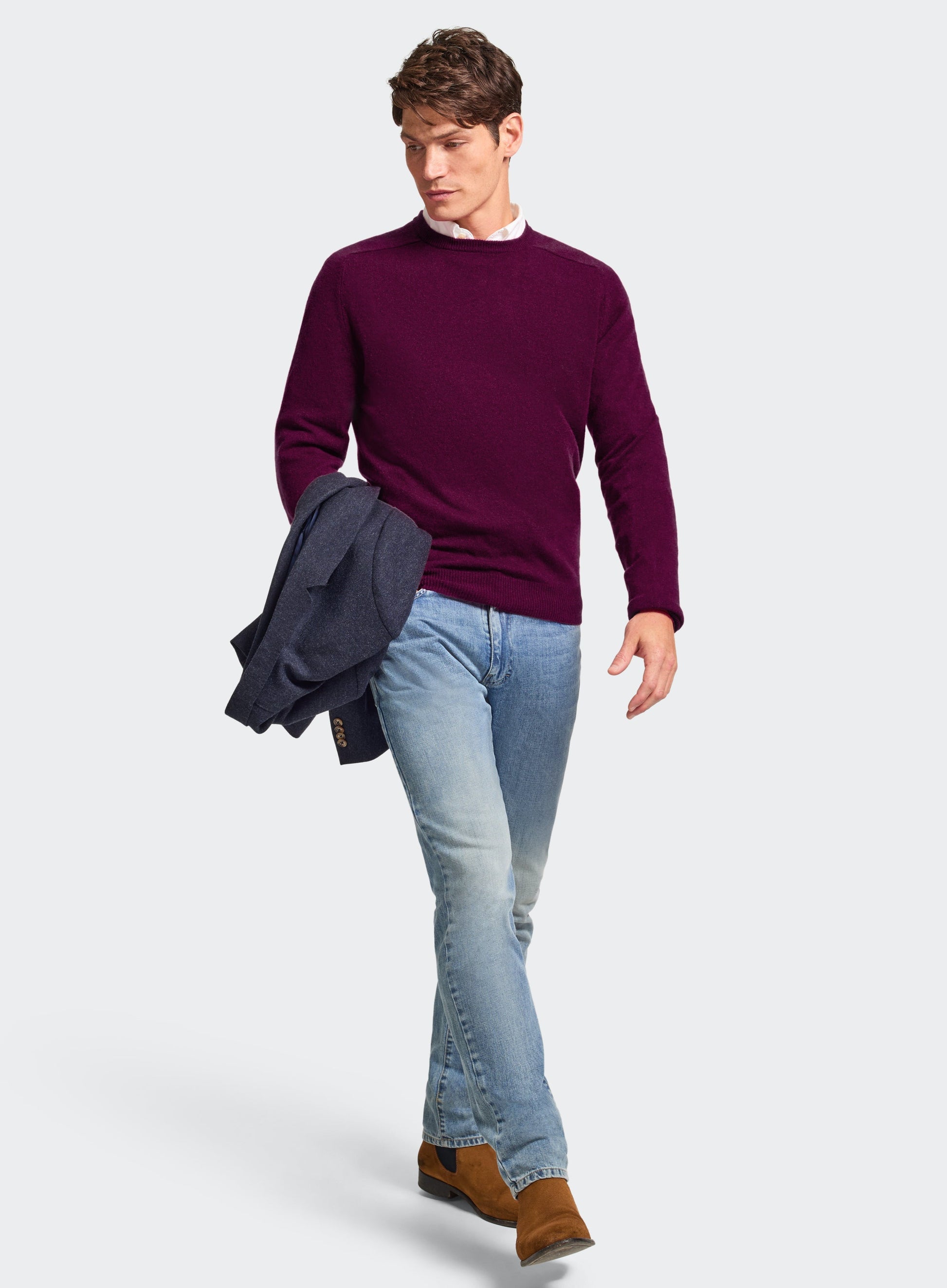 "Cashmere Crew Neck in Raspberry"