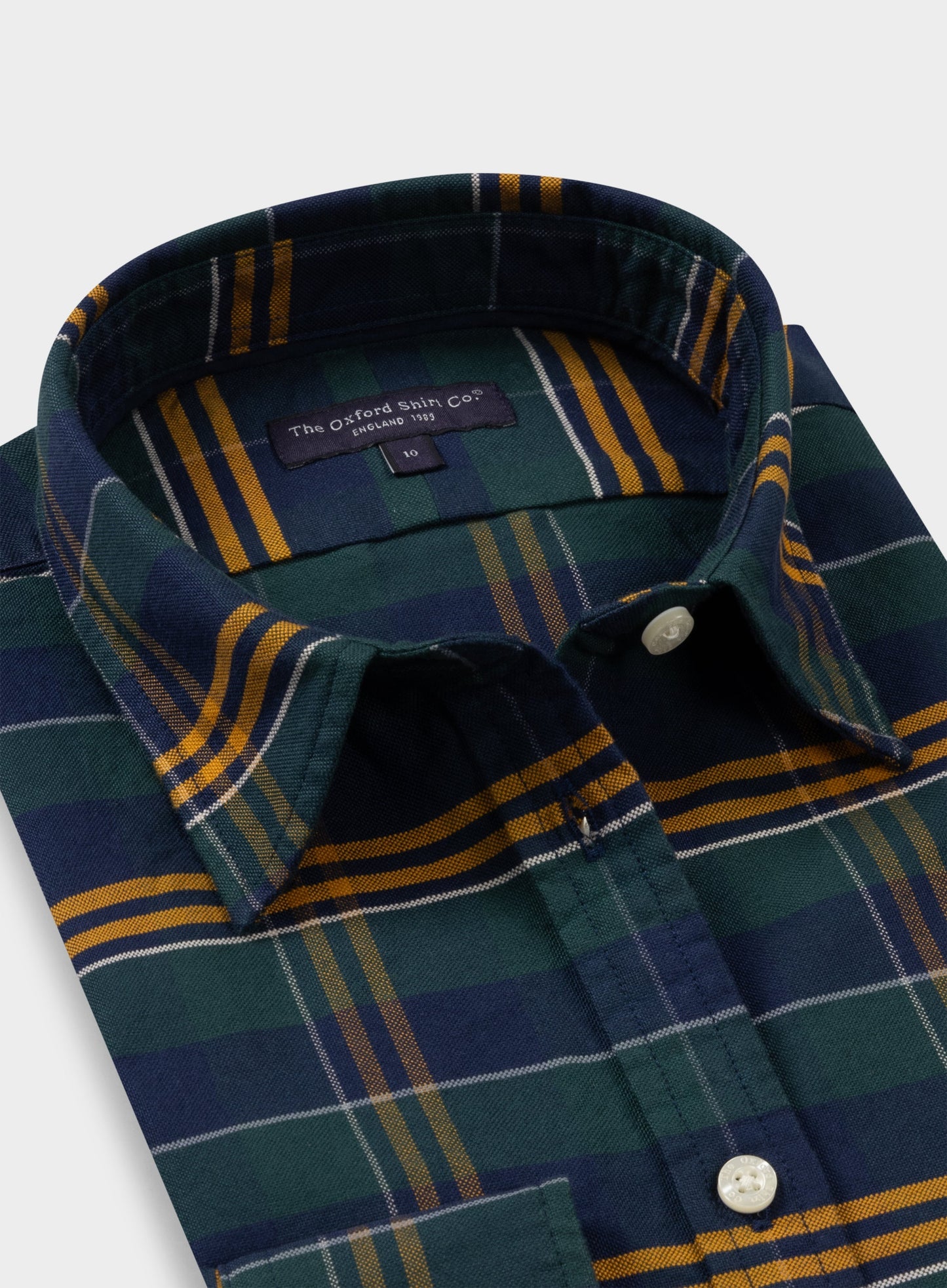 "Classic Oxford Shirt - Green and Navy Check"