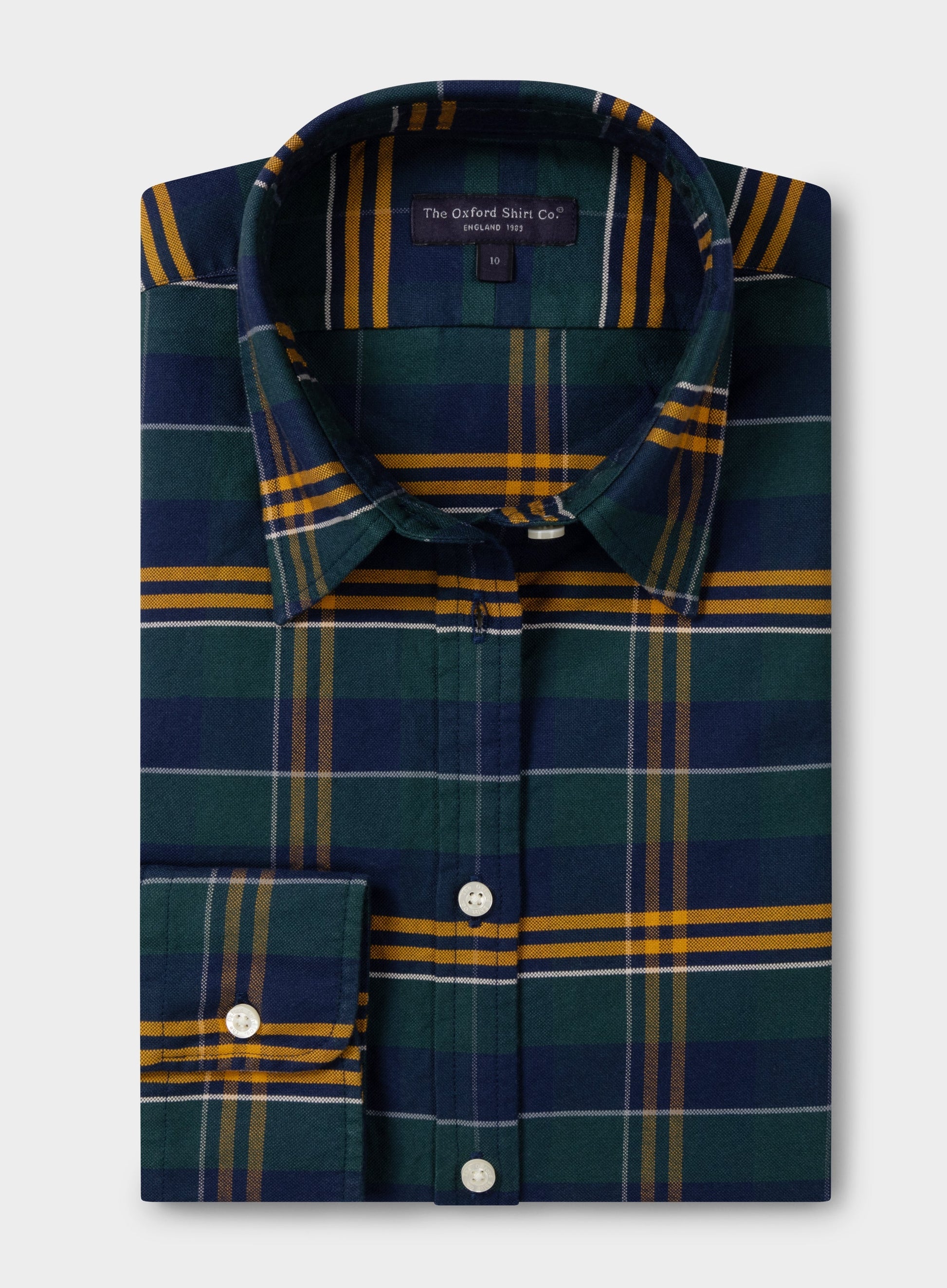 "Classic Oxford Shirt - Green and Navy Check"