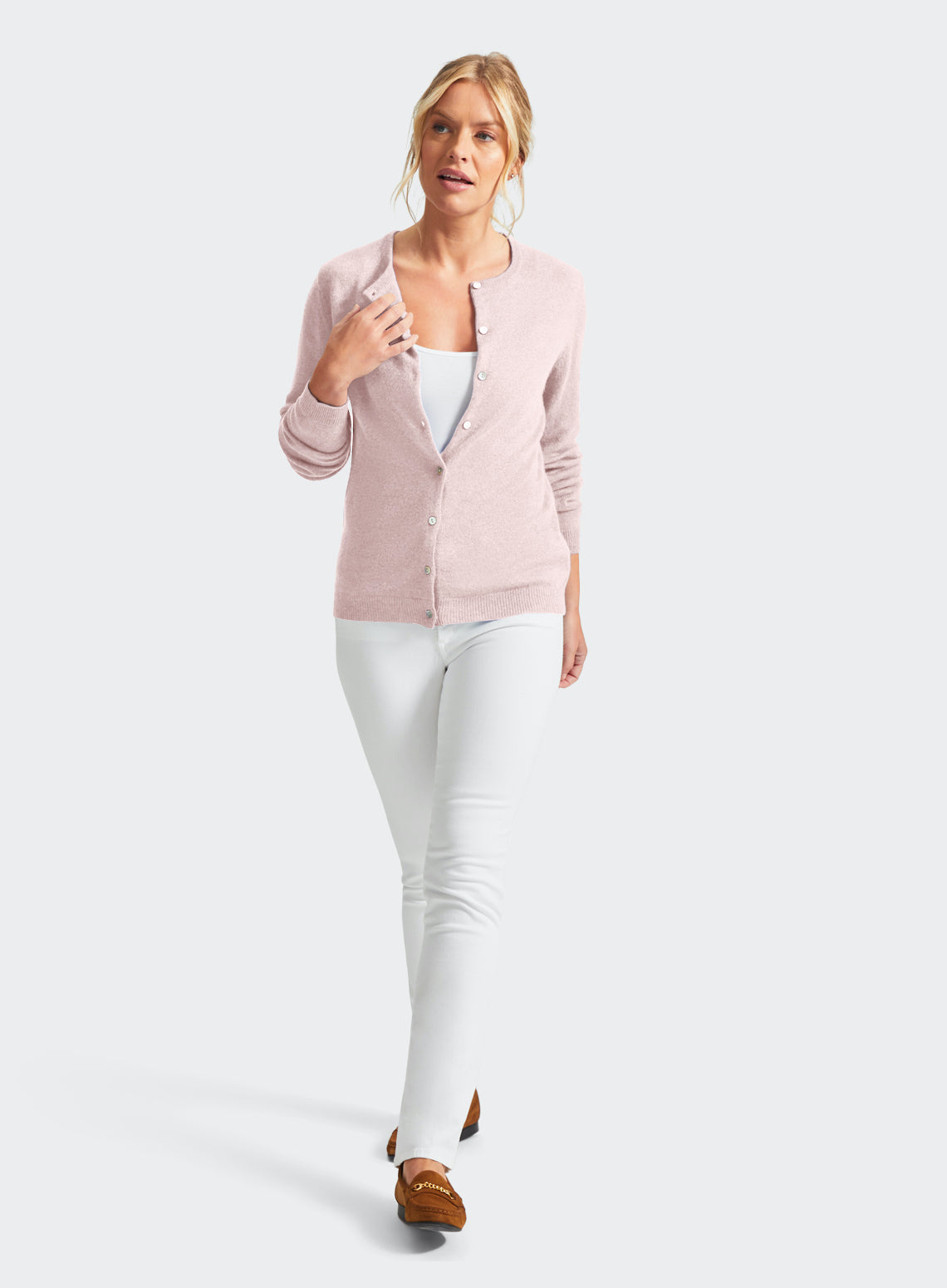 Cashmere Cardigan in Pastel Pink