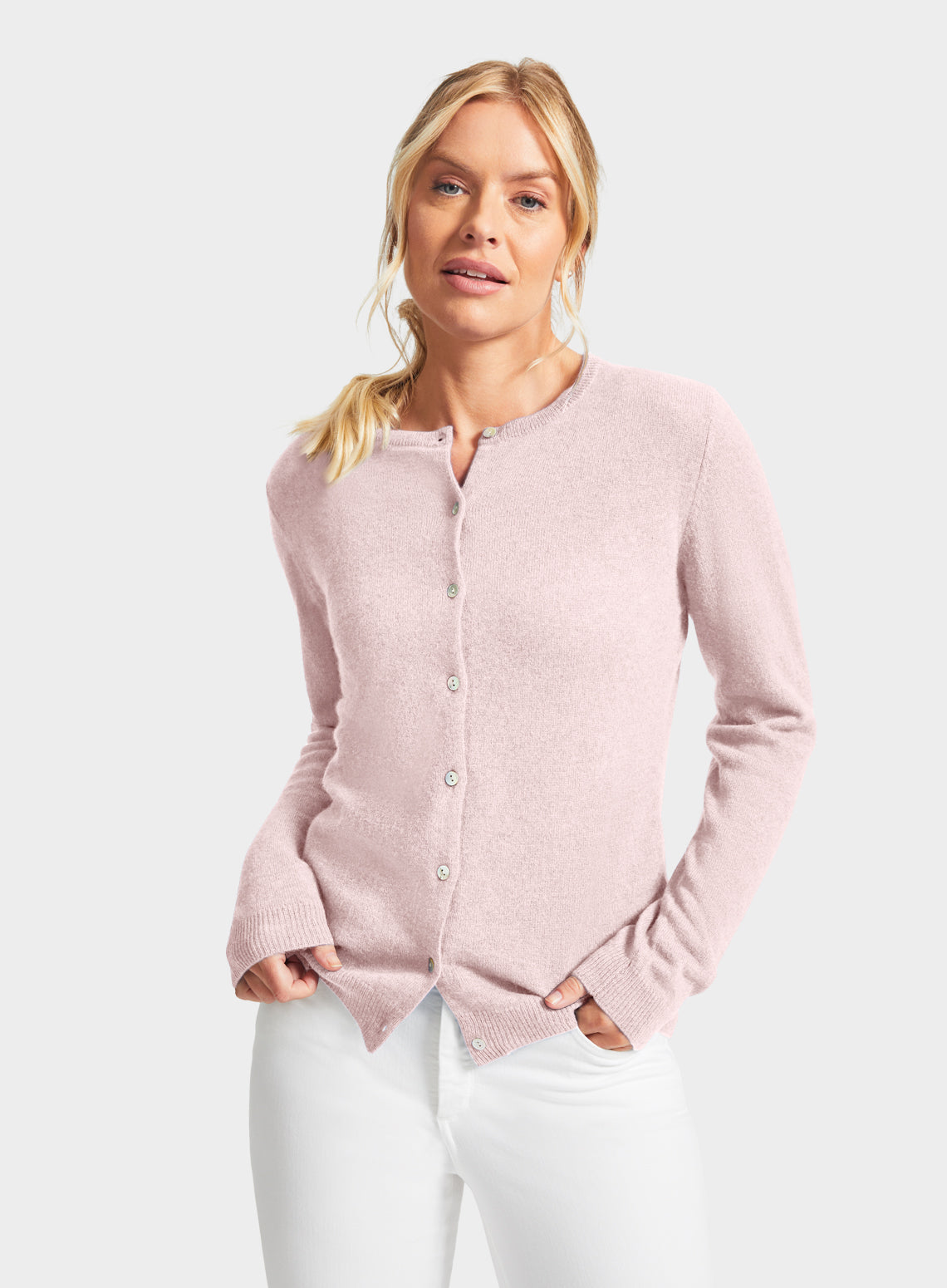 Cashmere Cardigan in Pastel Pink