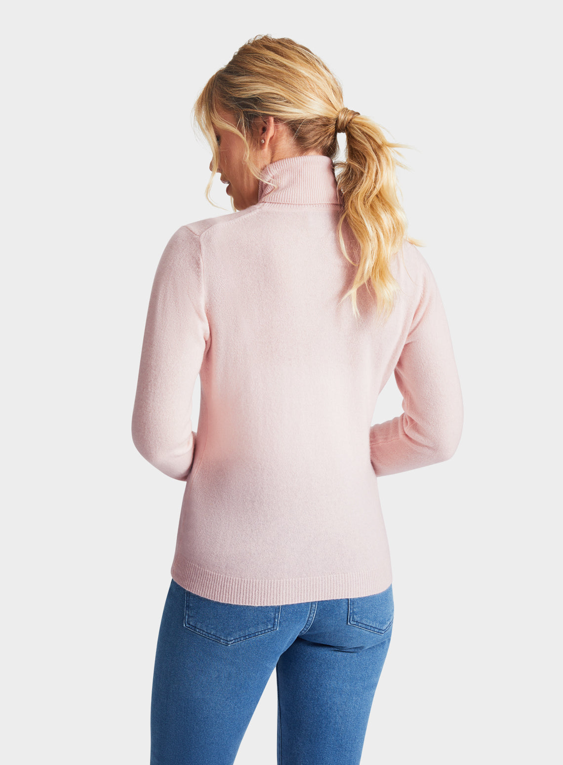 Cashmere Roll Neck in Pastel Pink