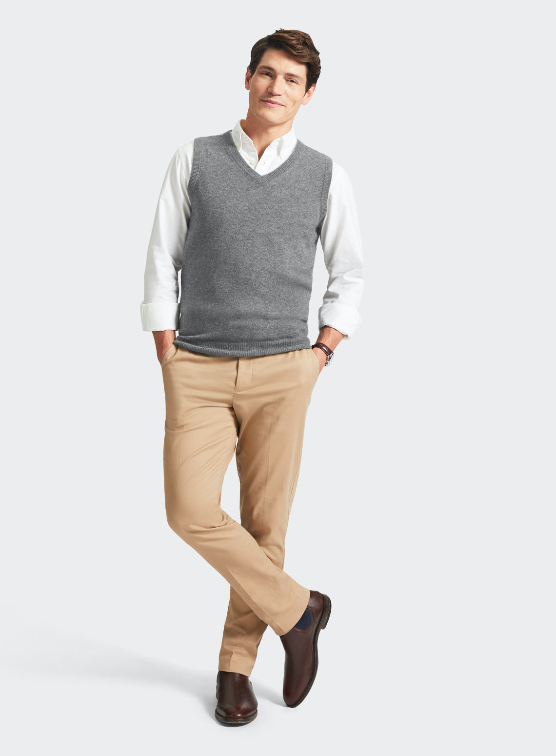 Cashmere Sleeveless in Mid Grey