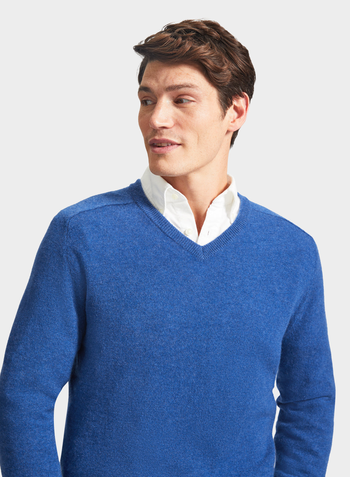 Cashmere V Neck in Denim