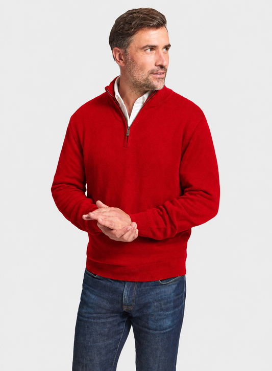 Cashmere 1/4 Zip - Red