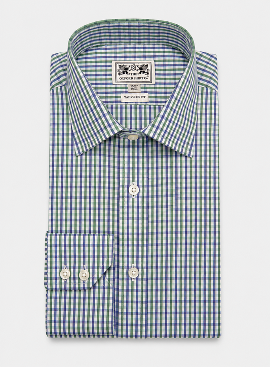 Classic Shirt in Green and Navy Gingham