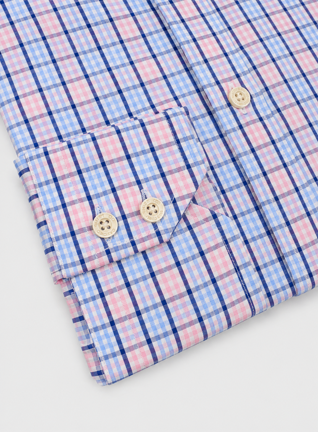 Classic Shirt - Fine Navy and Pink Check