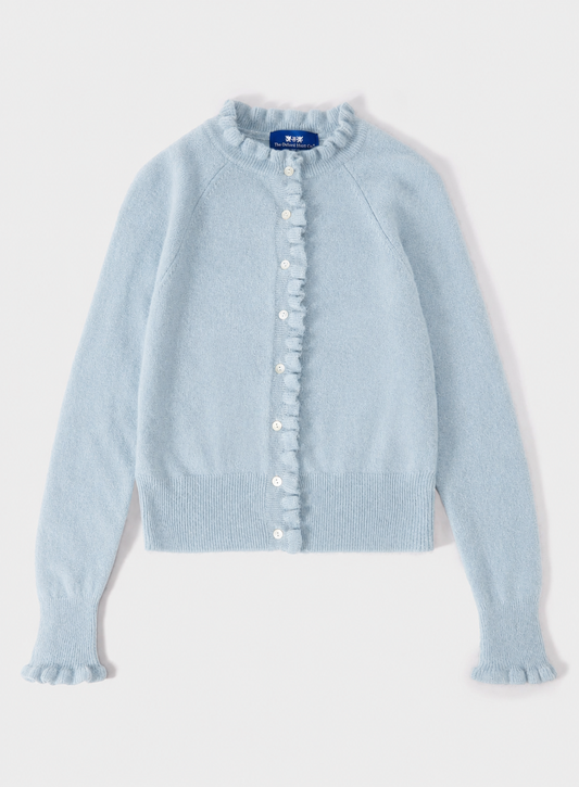 Cashmere Frill Cardigan - Frost