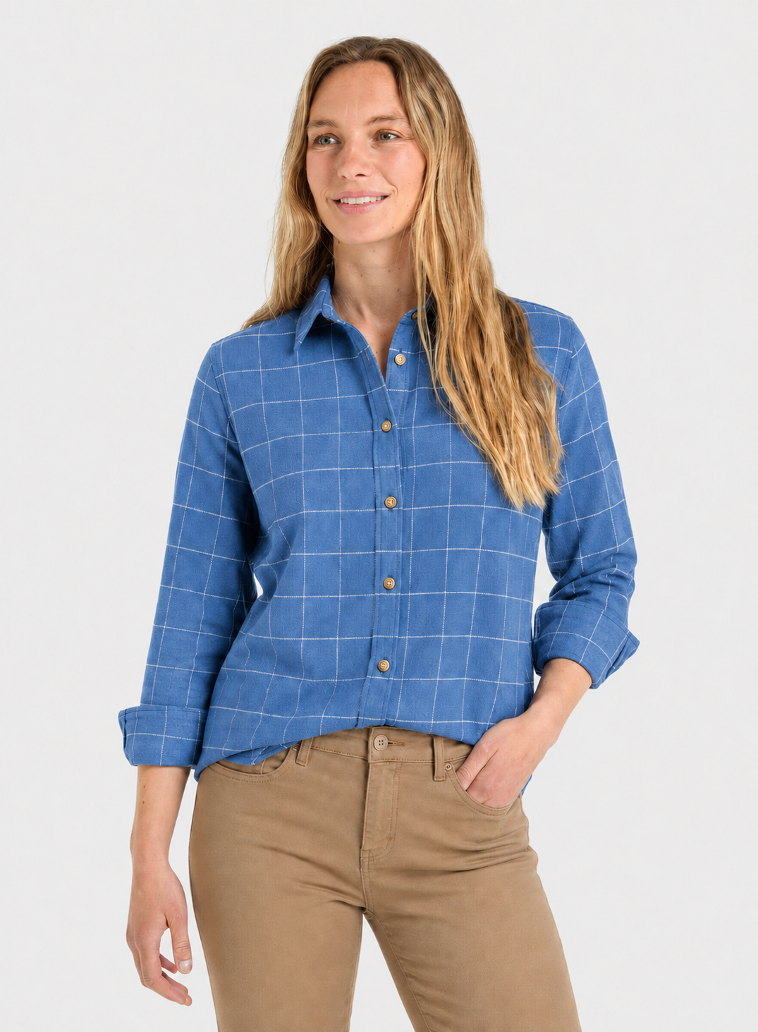 Classic Flannel Shirt - Blue and White Check