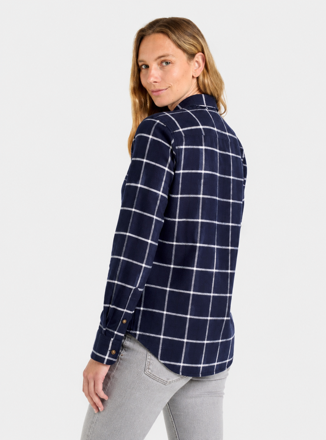 Classic Flannel Shirt - Navy and White Check