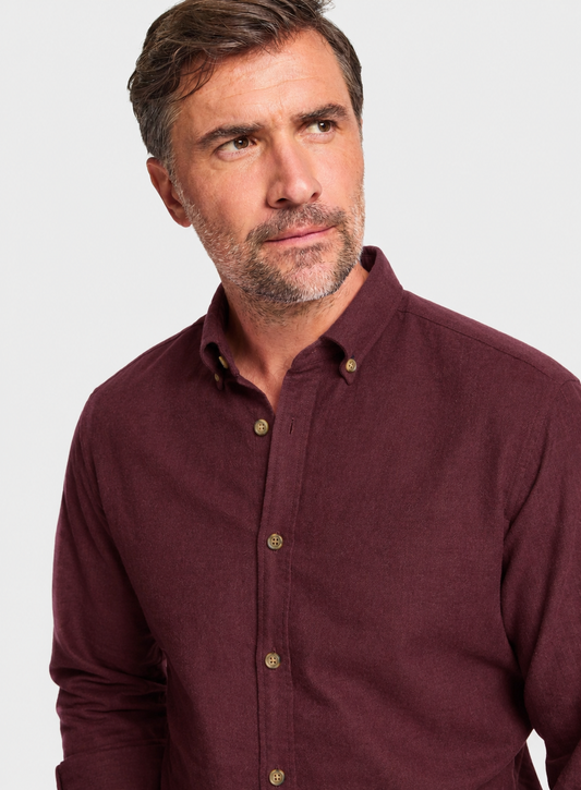 Button Down Flannel Shirt - Burgundy
