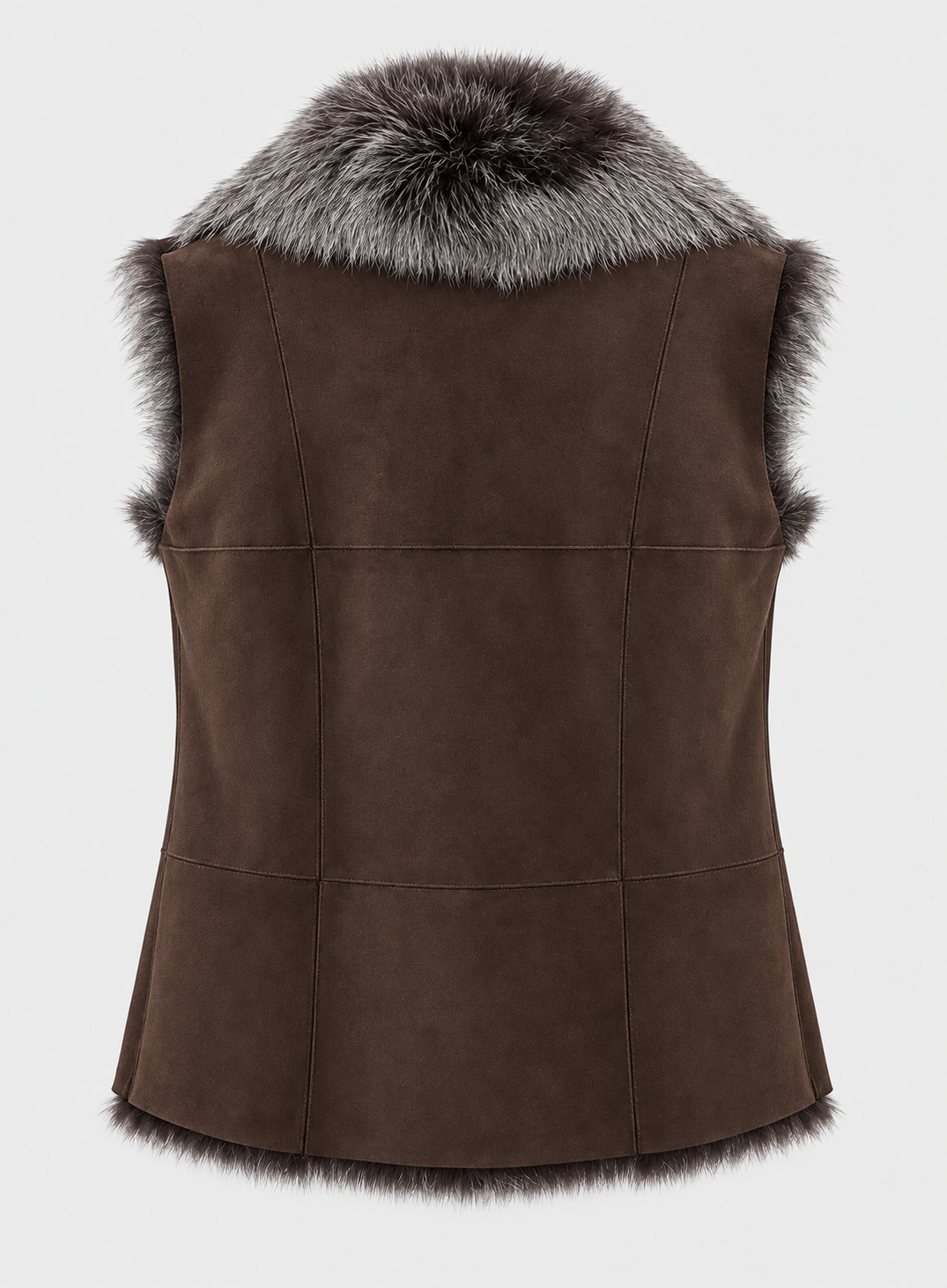 Fur-Lined Shearling Gilet - Brown