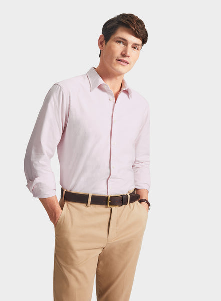 Mens Classic Oxford Shirt in Pink Stripe Oxford Shirt Co