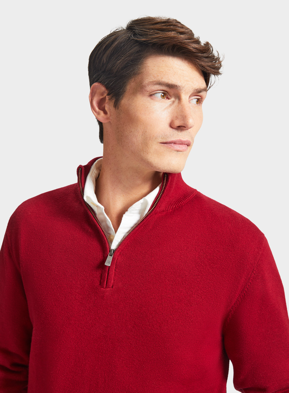 Cotton Cashmere 1/4 Zip in Wine