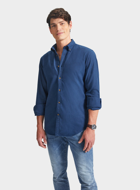 Button Down Flannel Shirt - Navy