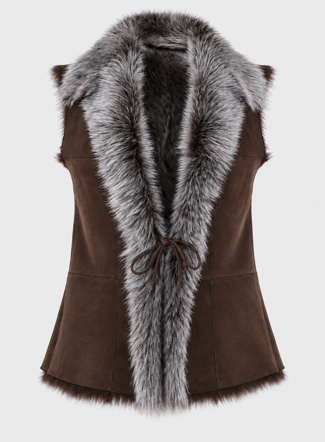 Fur-Lined Shearling Gilet - Brown