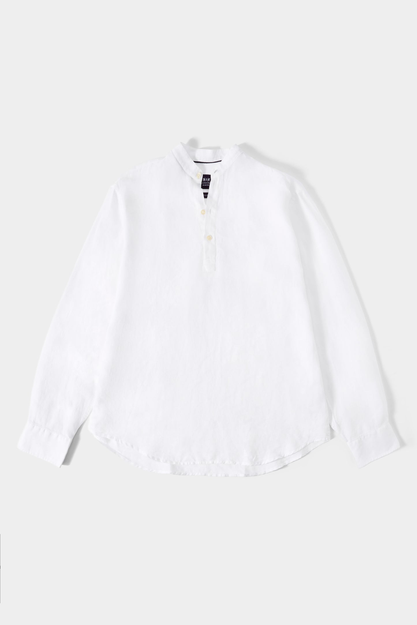 Half Placket Nehru Collar Linen Shirt - White