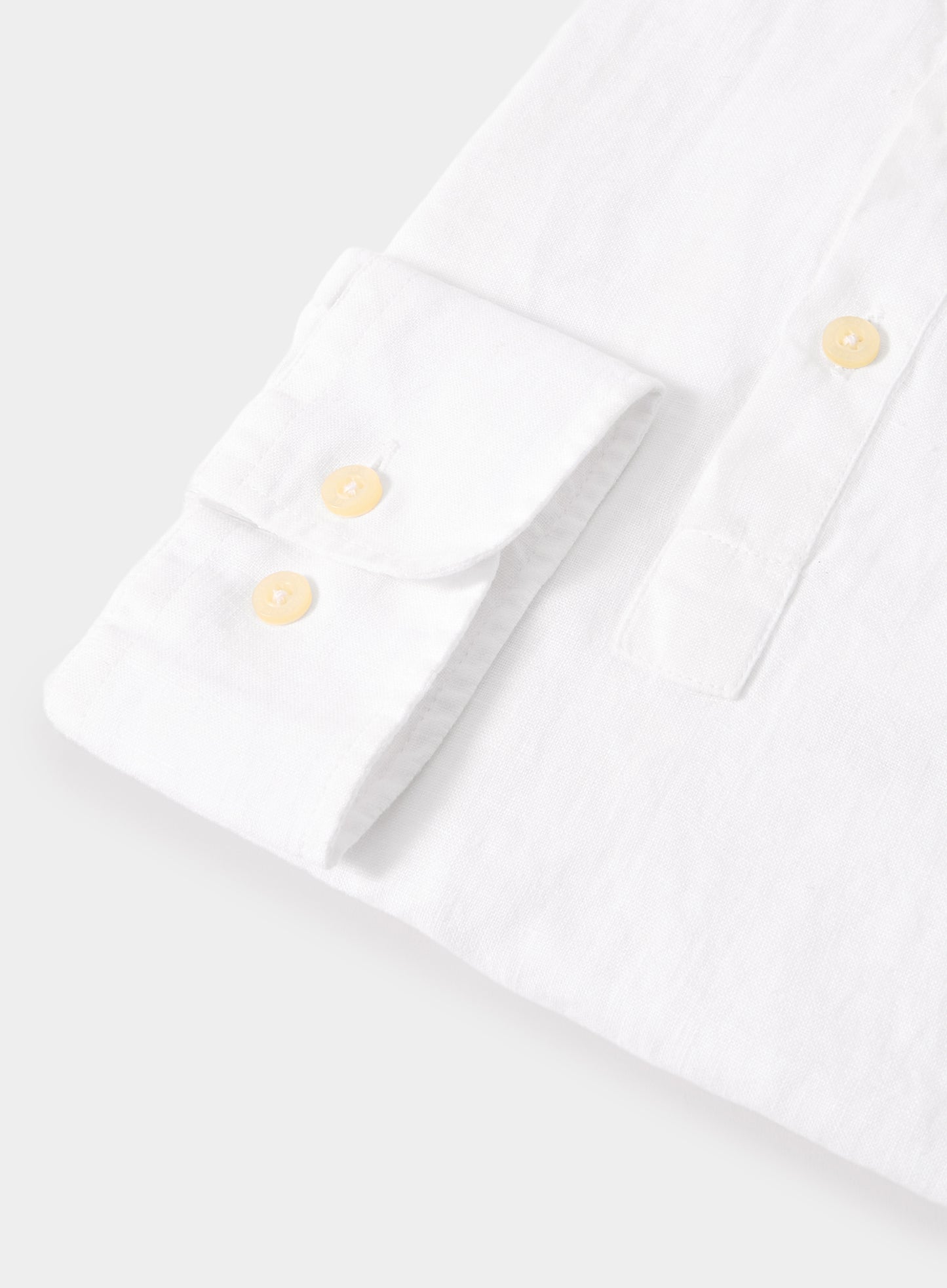 Half Placket Nehru Collar Linen Shirt - White