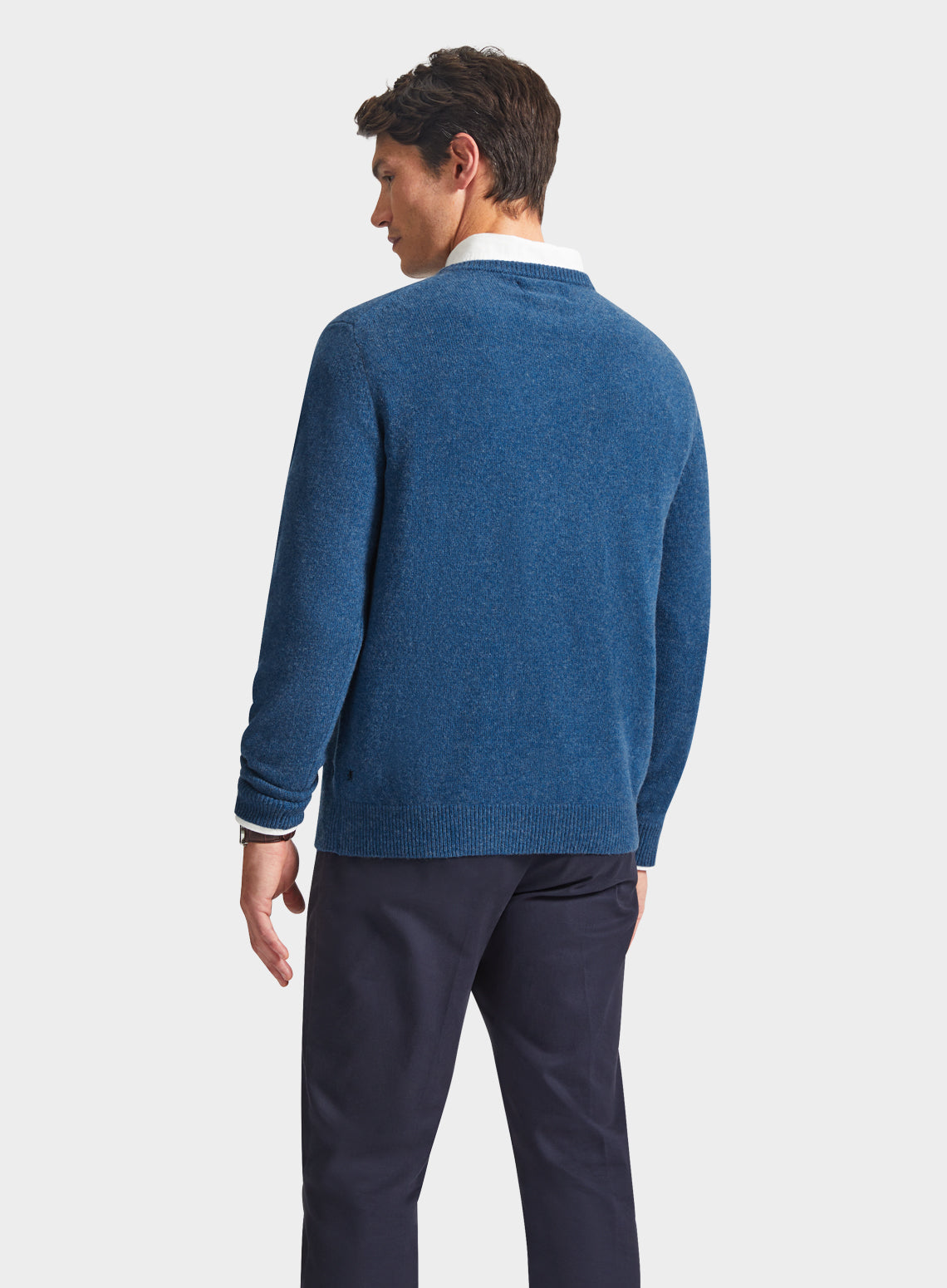 Mens Lambswool Crew Neck Jumper in Blue - Oxford Shirt Co.