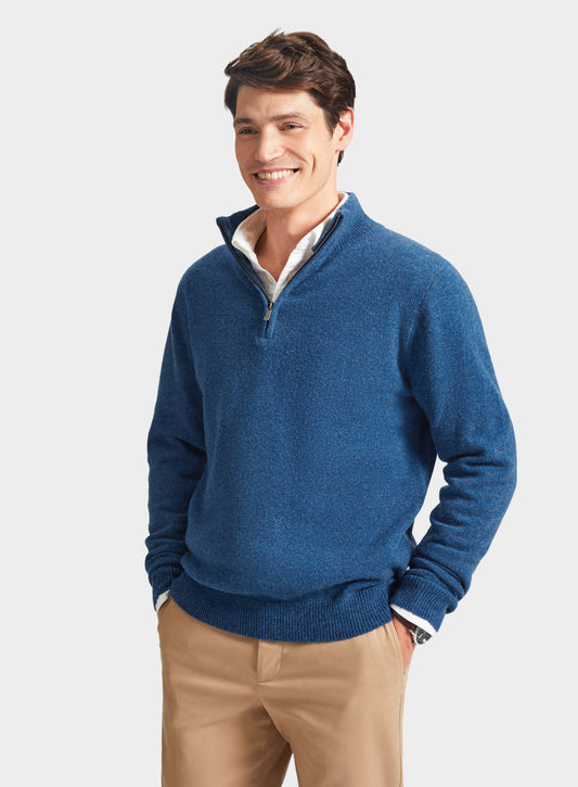 Lambswool 1/4 Zip in Blue