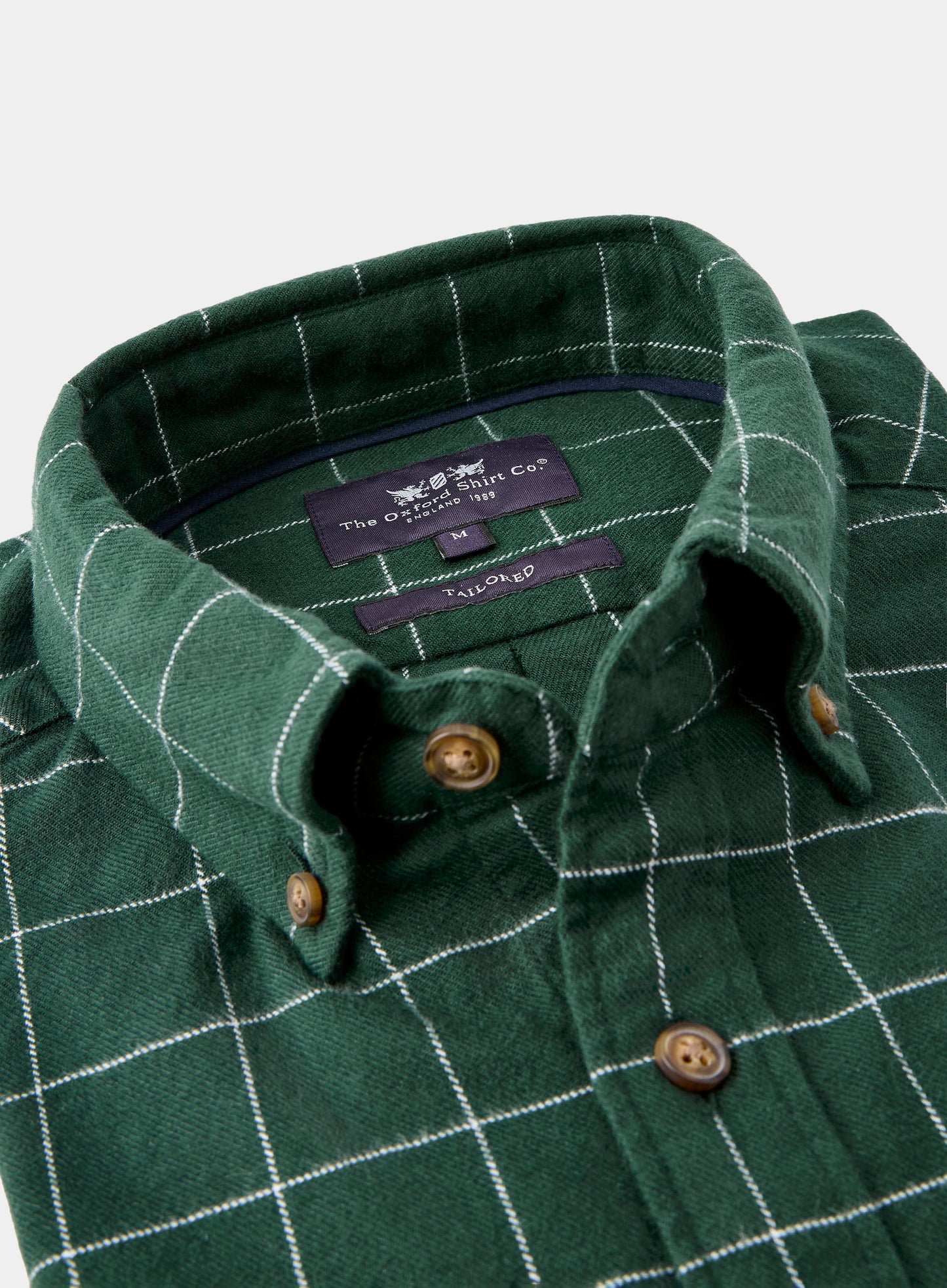 Button Down Flannel Shirt - Green and White Check