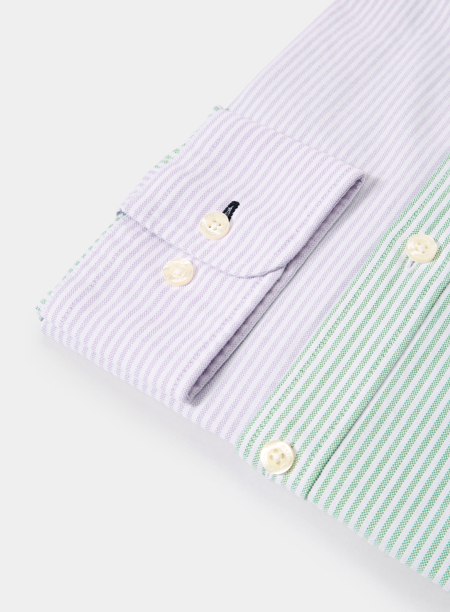 Button Down Oxford Shirt - Lilac and Green Patch Stripe