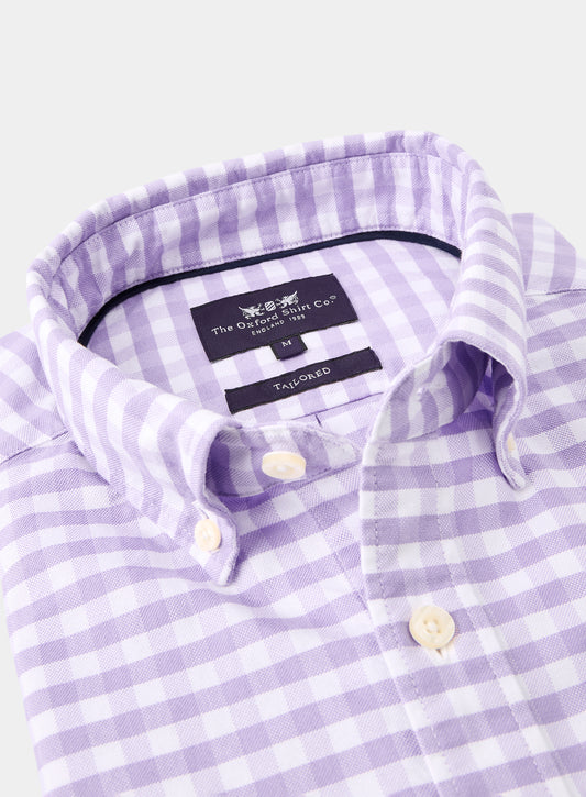 Button Down Oxford Shirt - Purple Check