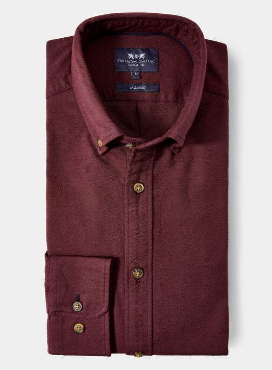 Button Down Flannel Shirt - Burgundy