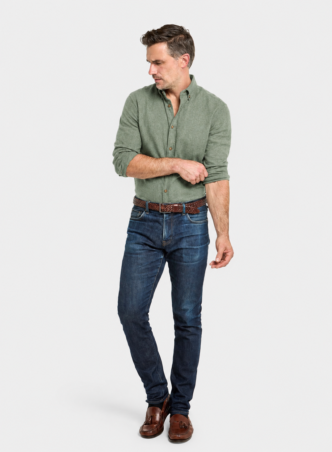 Button Down Flannel Shirt - Green