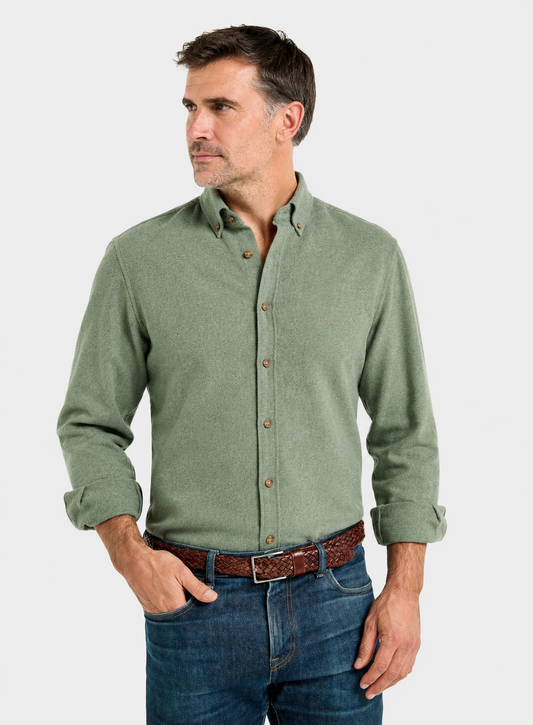 Button Down Flannel Shirt - Green