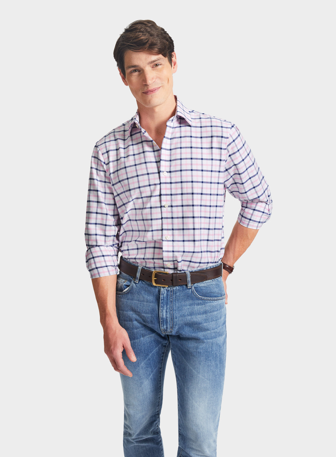 Classic Shirt in Navy and Pink Check