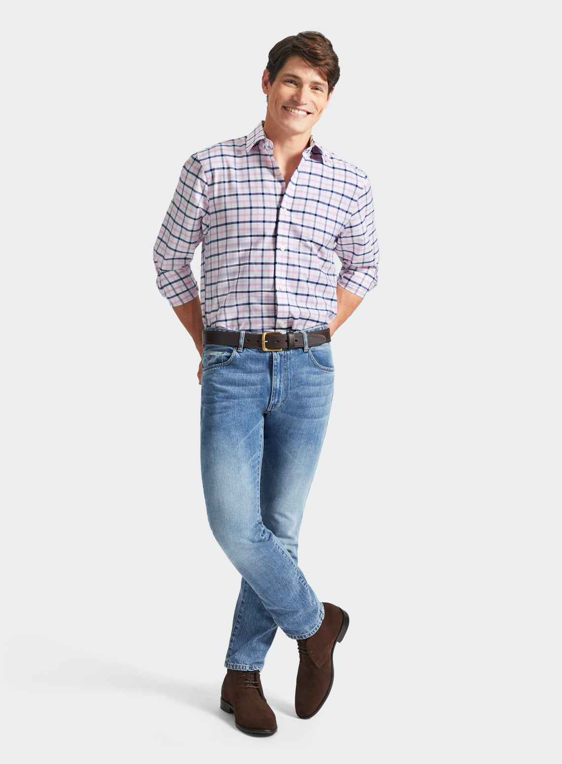 Classic Shirt in Navy and Pink Check