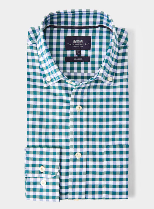 Button Down Shirt - Green and Navy Check