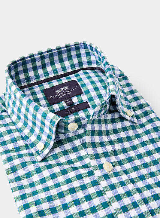 Button Down Shirt - Green and Navy Check