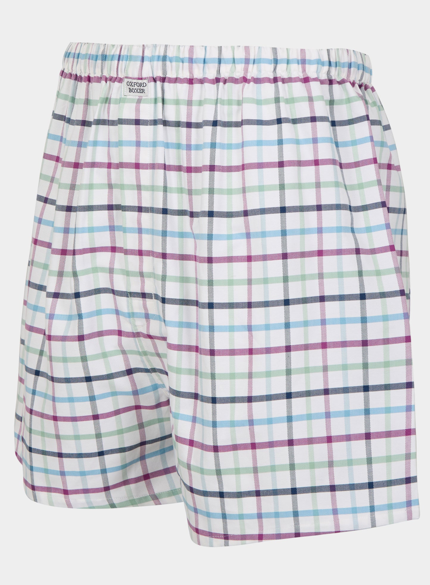 Cotton Boxers in Green and Purple Check