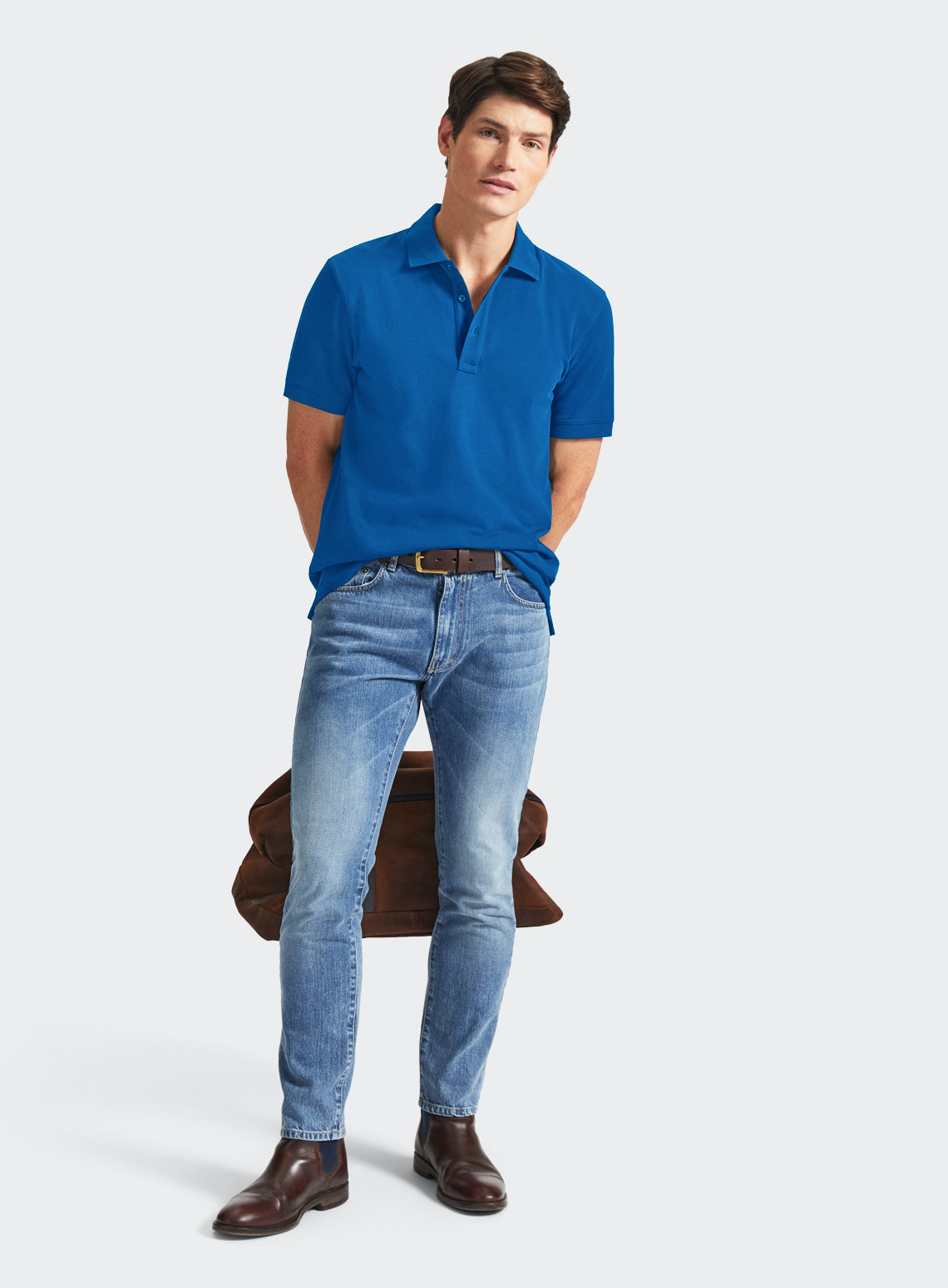 Pique Polo Shirt - Mid Blue
