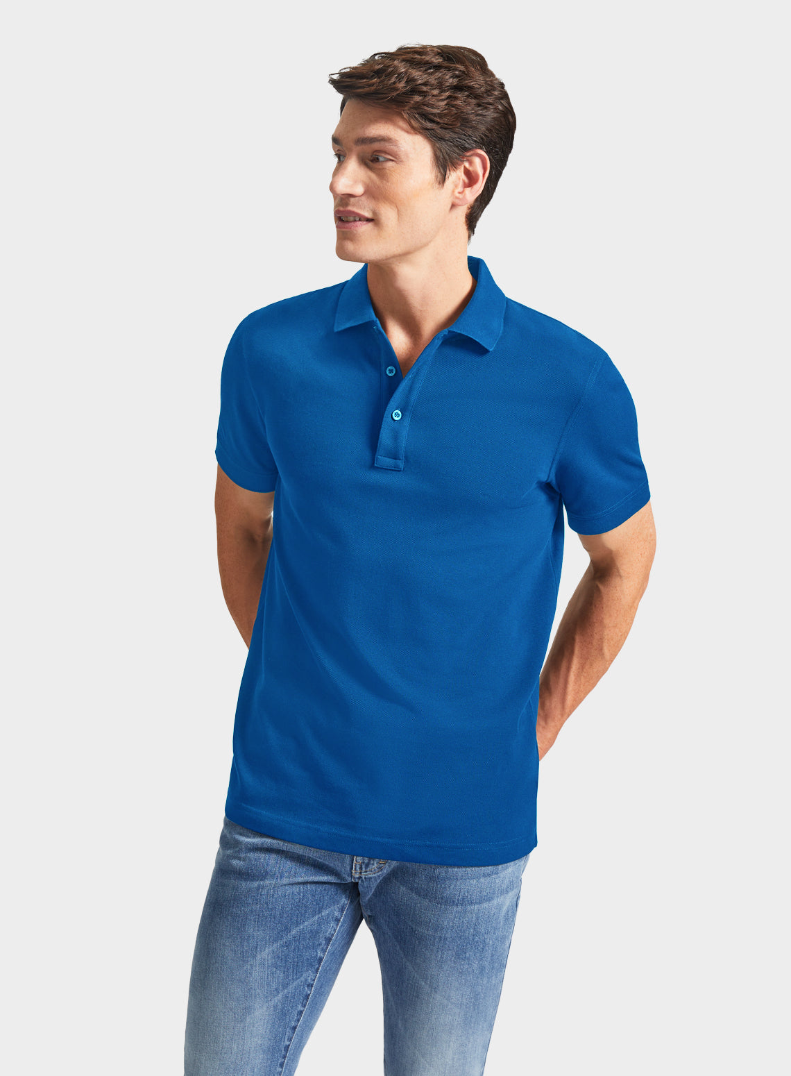 Pique Polo Shirt - Mid Blue