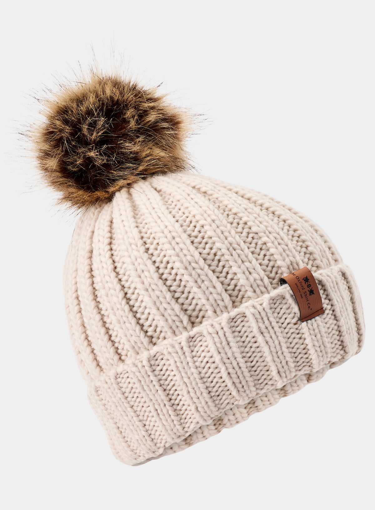 Faux Fur Bobble Hat - Ecru