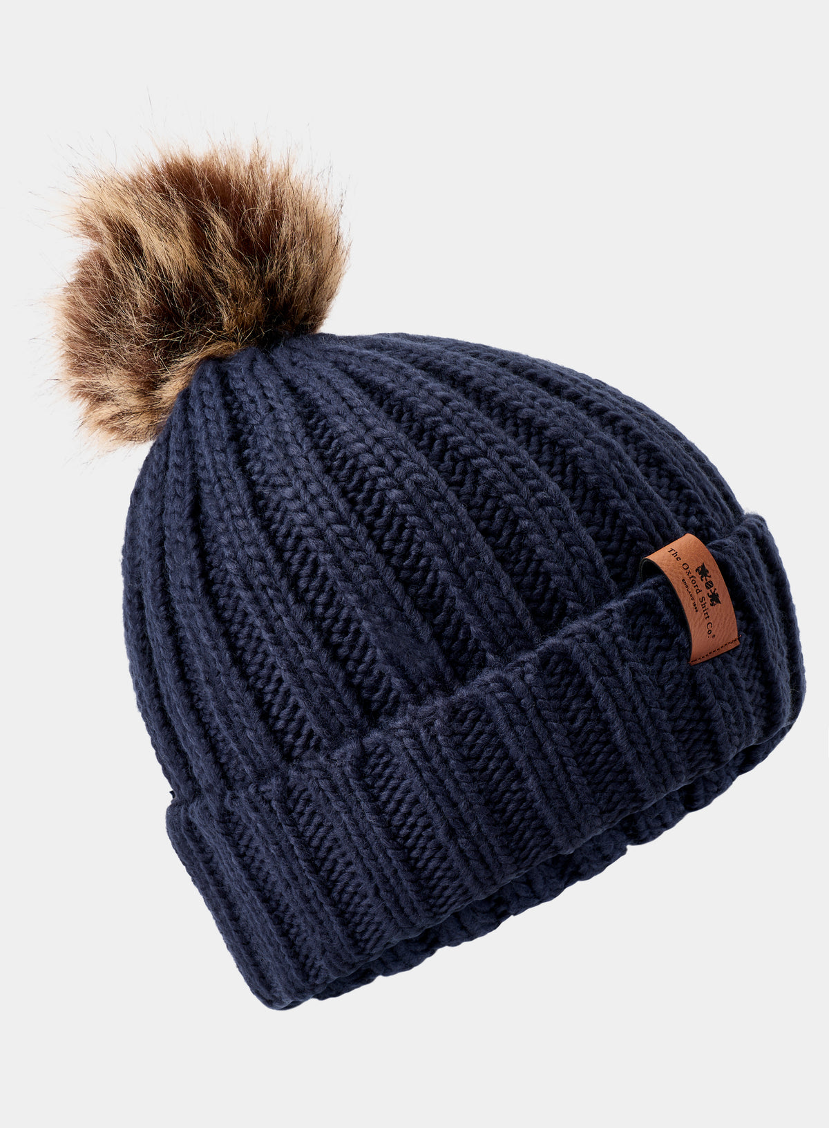 Faux Fur Bobble Hat - Navy