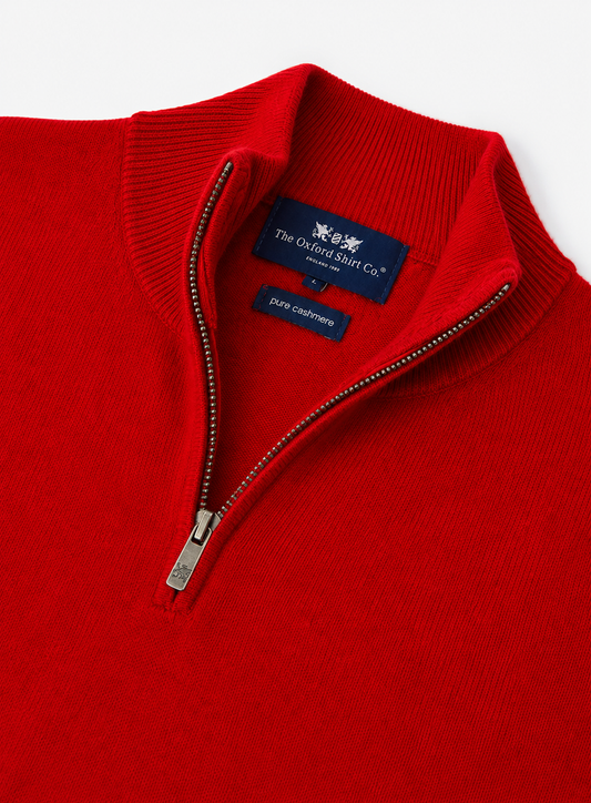 Cashmere 1/4 Zip - Red