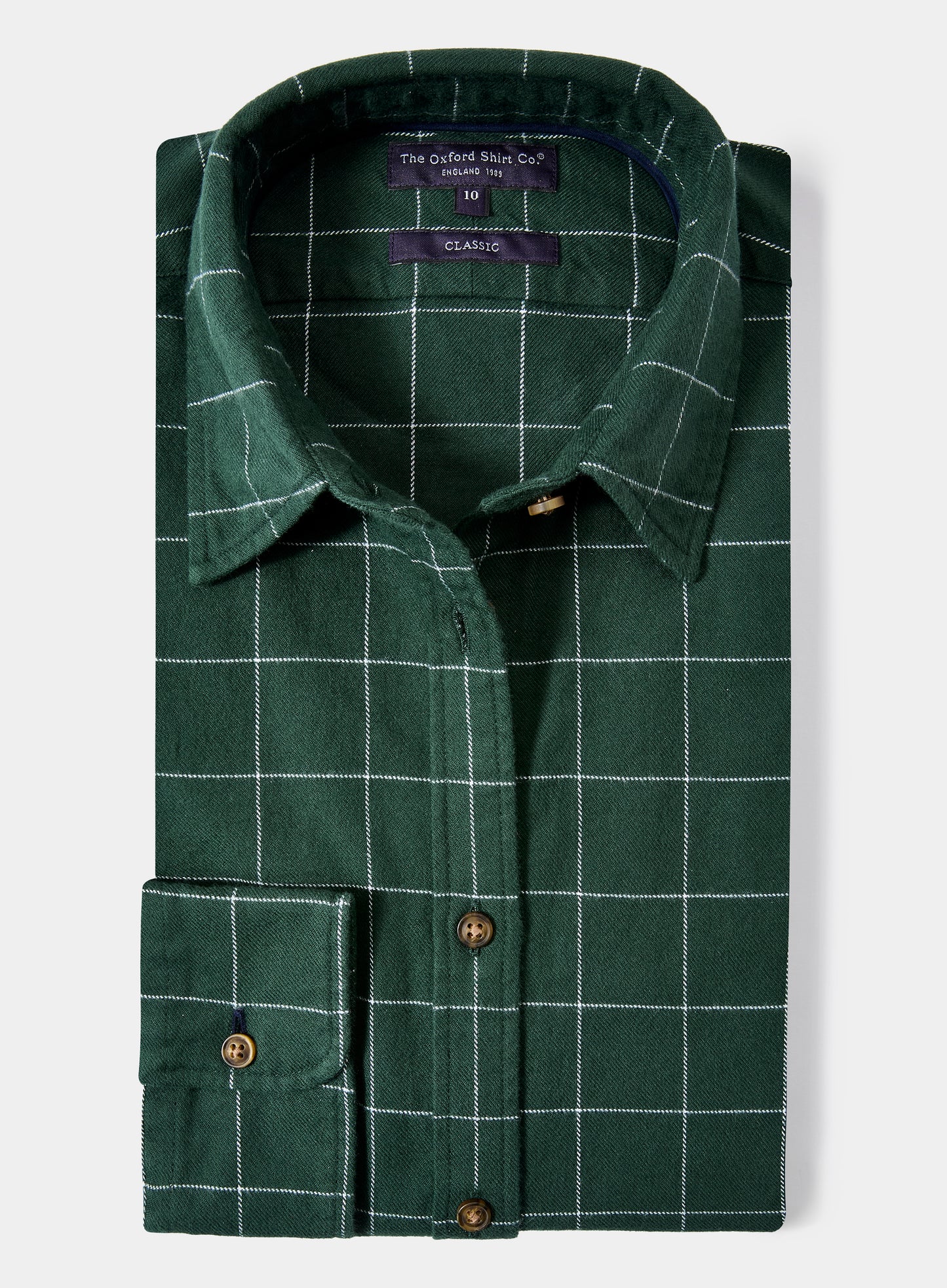 Classic Flannel Shirt - Green and White Check