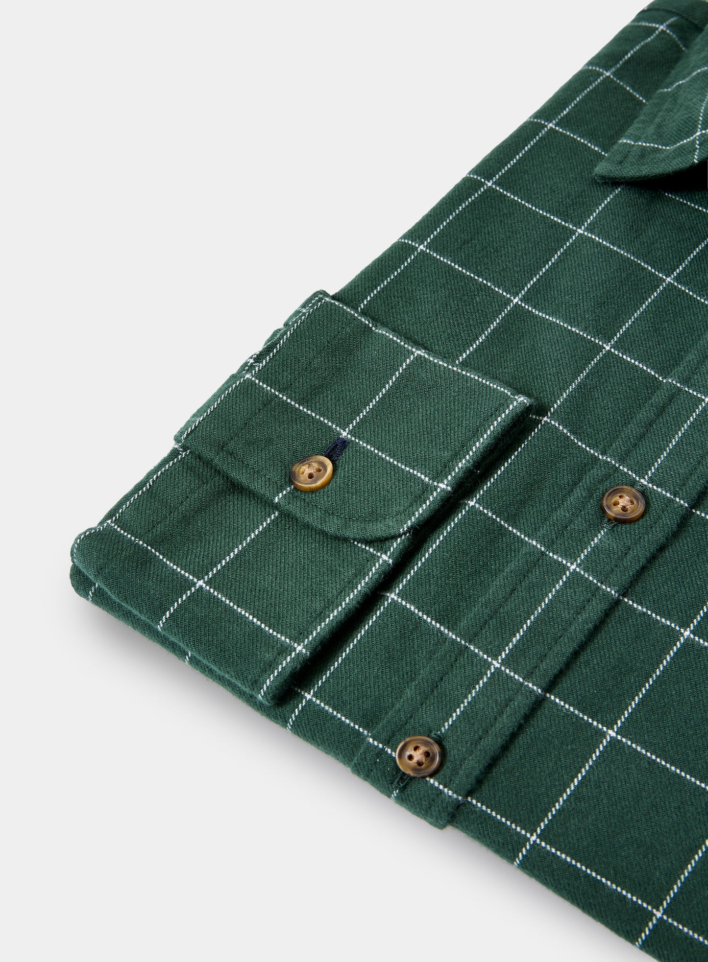 Classic Flannel Shirt - Green and White Check