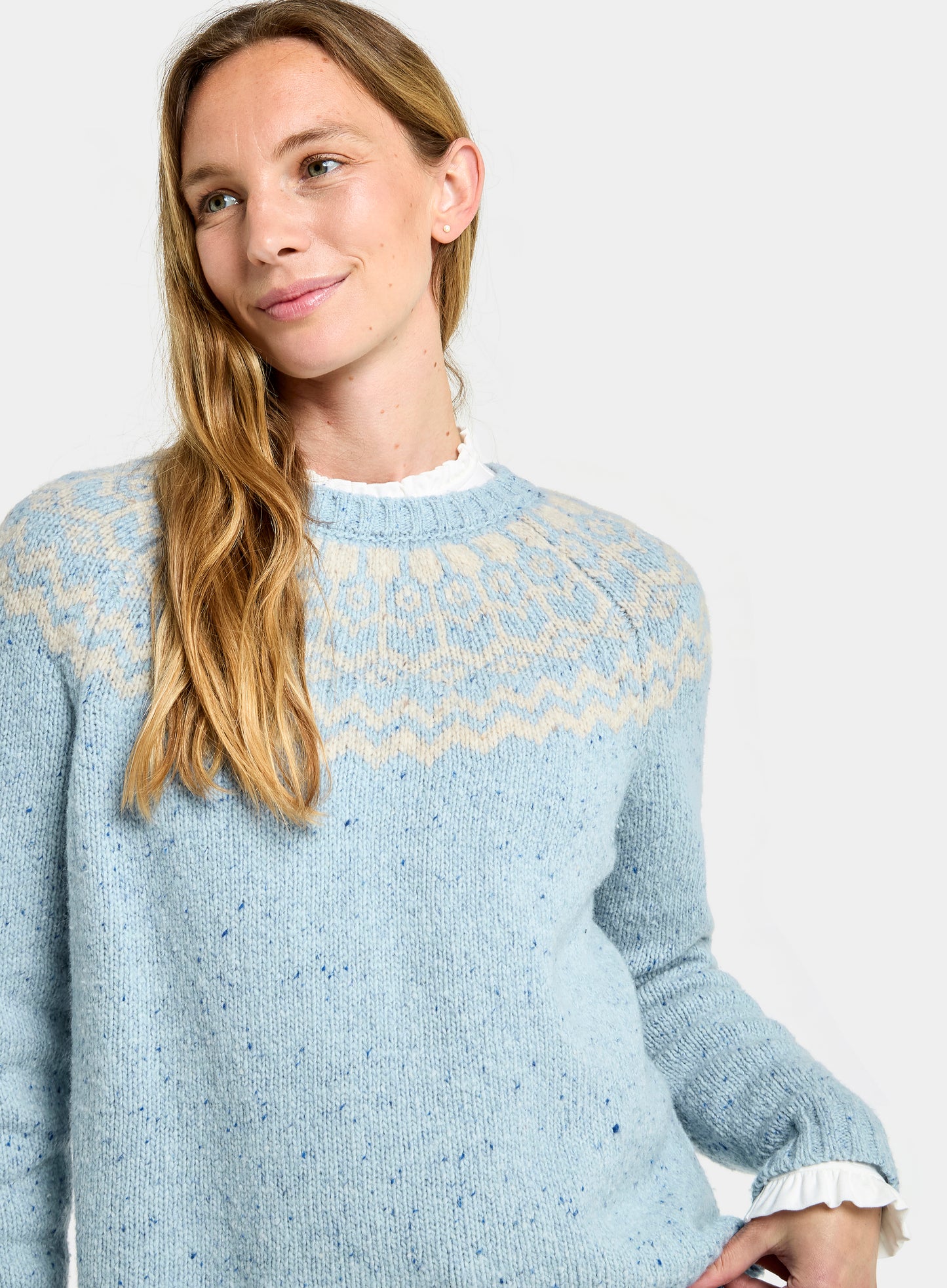 Crew Neck Fairisle Jumper - Blue
