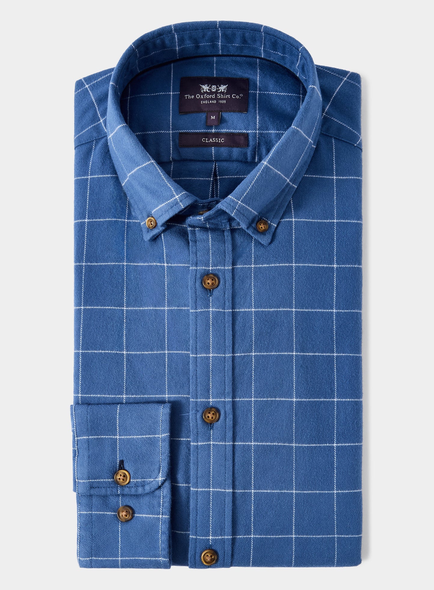 Button Down Flannel Shirt - Blue and White Check